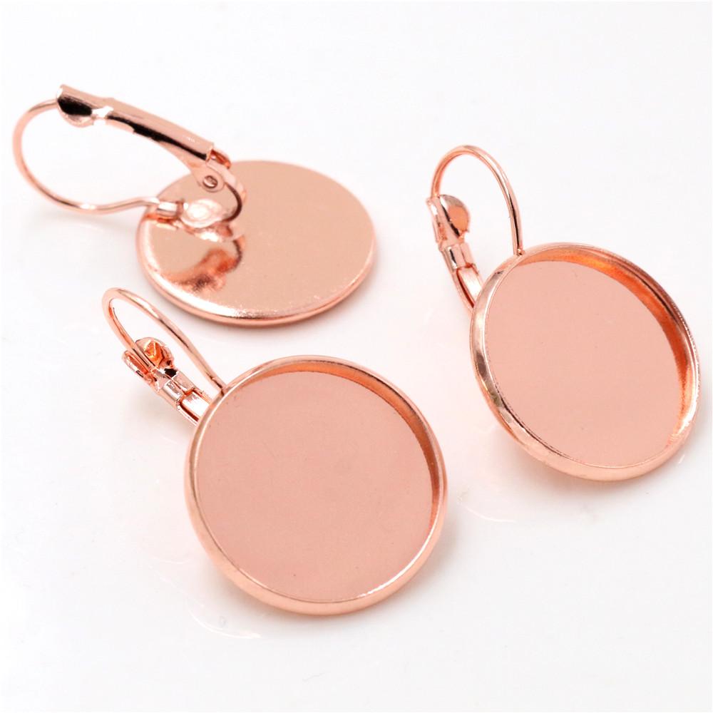 18mm 10pcs 9 Colors Plated French Lever Back Earrings Blank/Base,Fit 18mm Glass Cabochons,Buttons;Earring Bezels