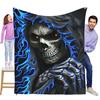 Skull Pattern Flannel Blanket Digital Print Blanket Halloween Gift Bedroom Sofa Decoration
