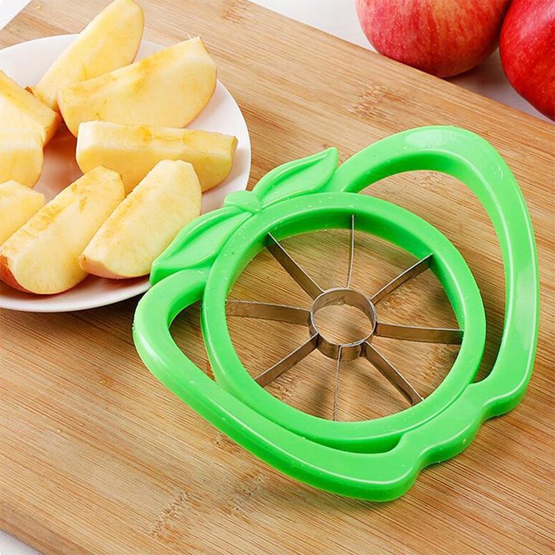 Coupe-pomme en plastique avec manche, couteau à fruits en acier inoxydable, accessoires de cuisine