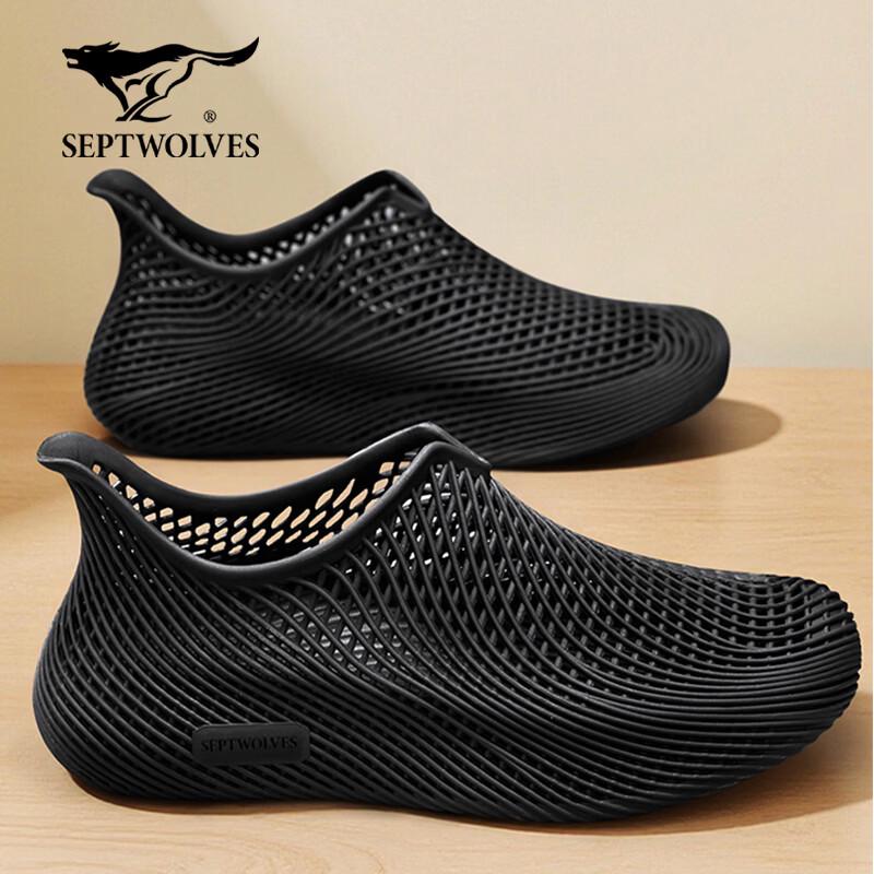 SEPTWOLVES Herren Sommer 2026 Atmungsaktive 3D-bedruckte Schlupf-Sandalen