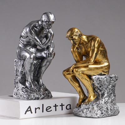 Sculptură Gânditor în stil european: Ornament creativ pentru biblioteci și dulapuri de vinuri