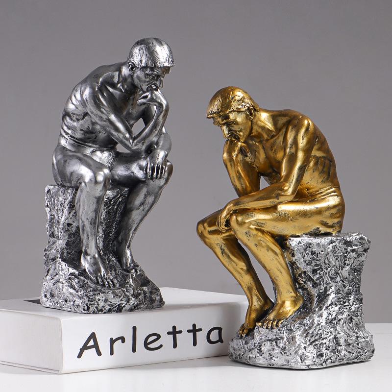 European Style Thinker Sculpture: Creative Ornament for Bookcases and Wine Cabinets