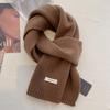 Pure wool scarf women's winter high-end solid color couple scarf men's new warm and versatile knitted scarf