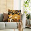 2D Flat- Vintage Art Nouveau Sleeping Ginger Cat Throw Pillow Cover Luxury Gustav Klimt Style Decorative Cushion Case