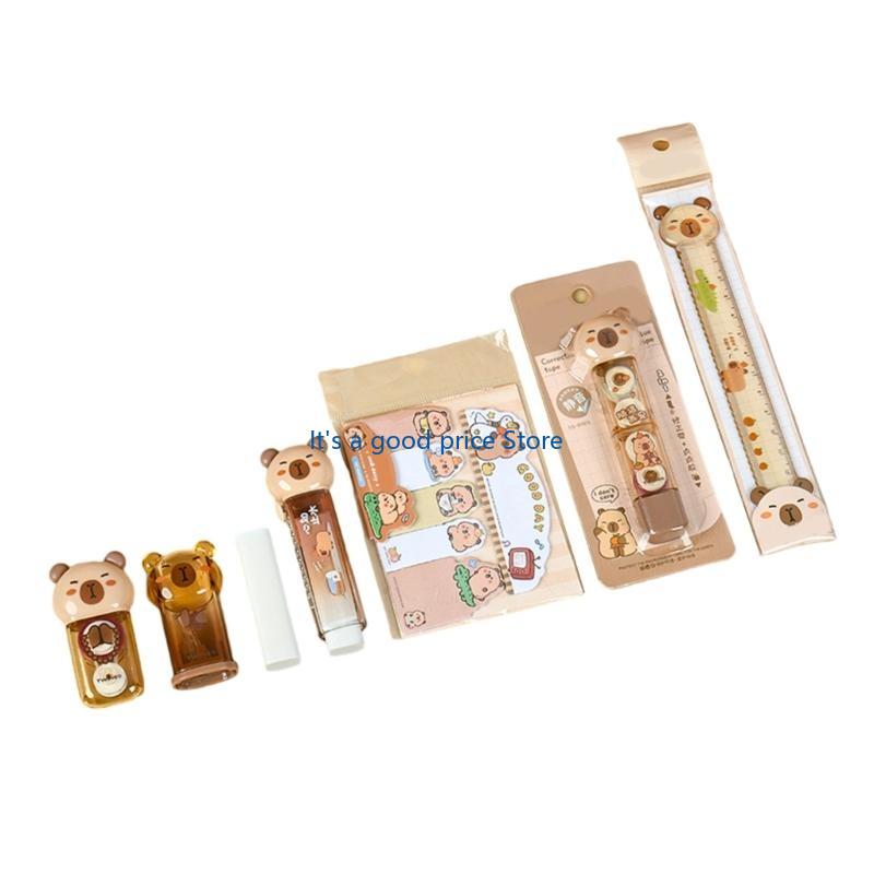 

1 набор школьного канцелярского набора Капибара Точилка Липкие заметки Корректирующая лента Ластик Призы для класса Школьные принадлежности