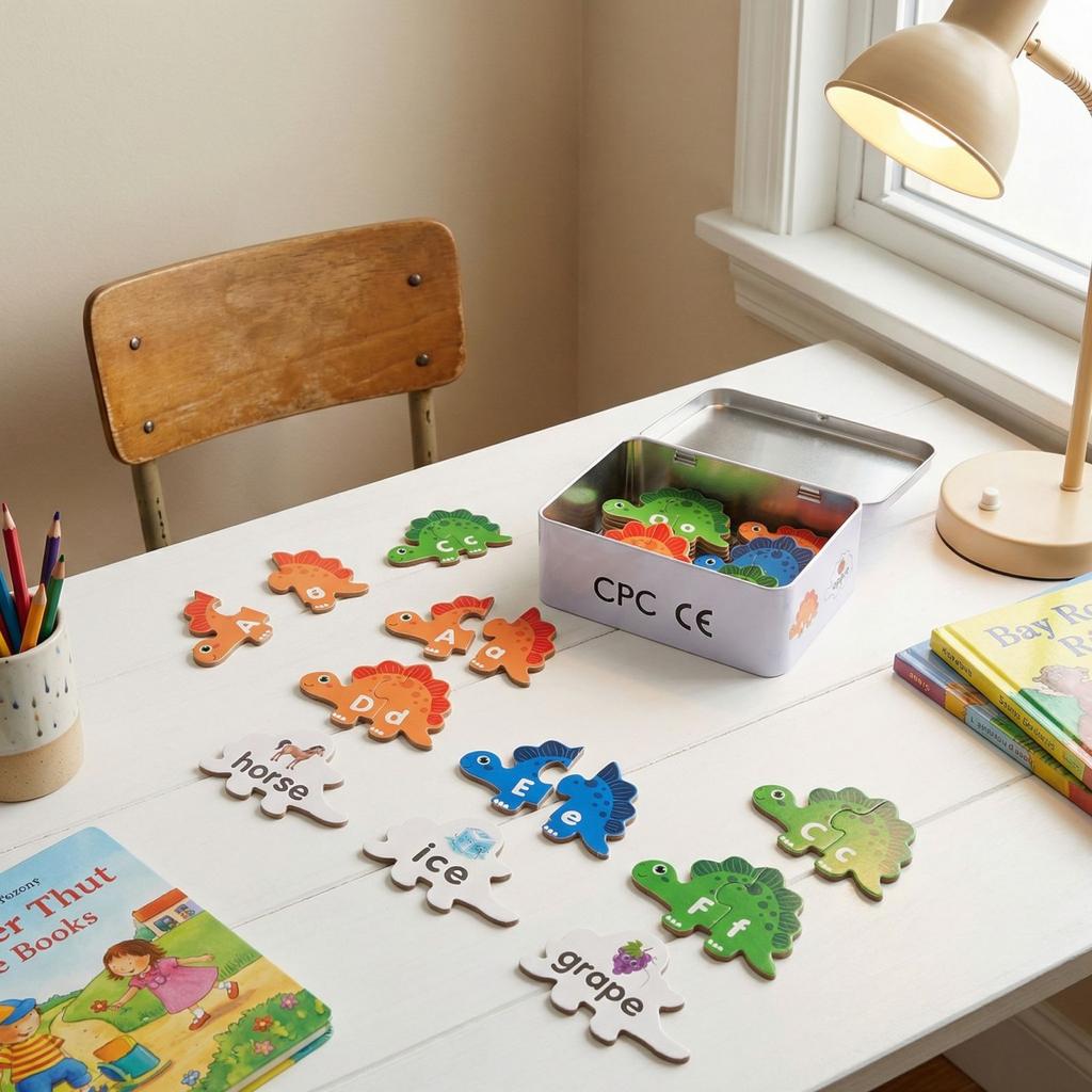 Dinosaur Letter Matching Puzzle, Children's Puzzle Toy For Recognizing And Spelling Words Of Different Sizes Of Letters