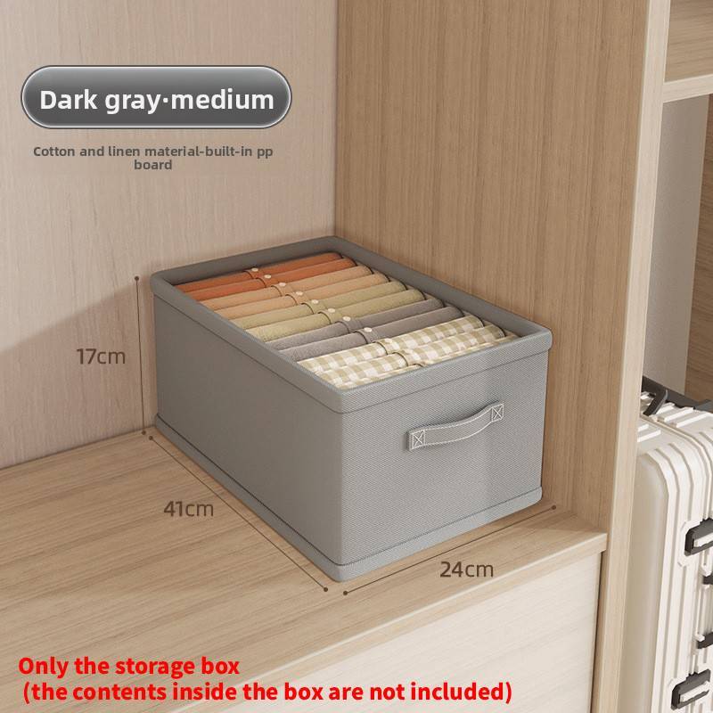 Clothing Storage Box With Foldable Cotton Linen Material For Bedroom Closet Organization