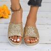 Fashion 2024 New Women Slippers Summer Light Weight Leather Shoes Women Platform Open Toe Crystal Slippers Women Gold Silver Mujer