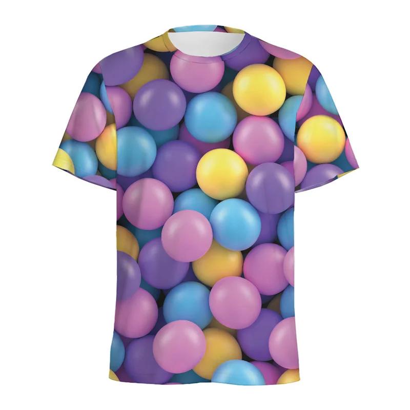 HerSight Heren Kleurrijk T-shirt Ronde Hals Korte Mouw 3D Snoep T-shirt Casual Zomer Mode Comfortabel Zacht T-shirt 6XL