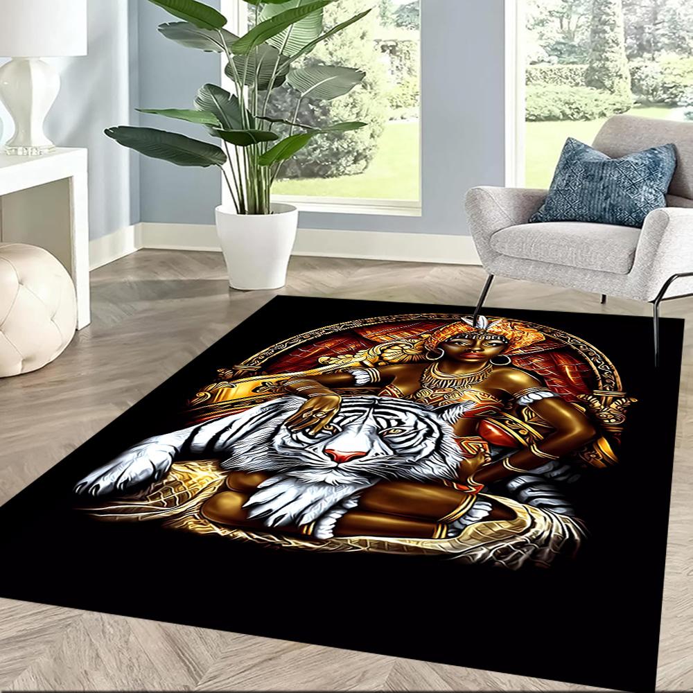 Colorful Tiger Portrait Floor Mats for Living Room, Bedroom and Room Decoration Are Suitable for Gifts.