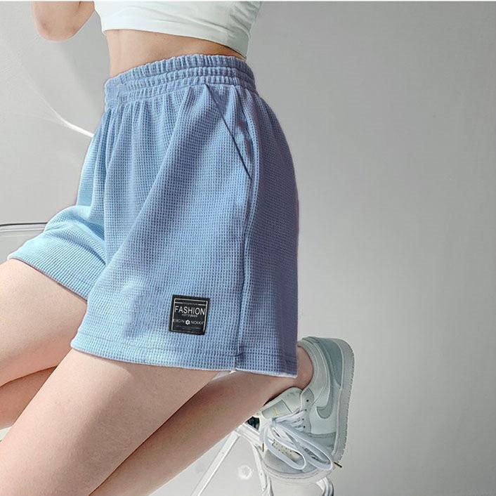 

Sports shorts girls elastic waist wide leg hot pants casual and thin high waist straight home casual pants 3XL
