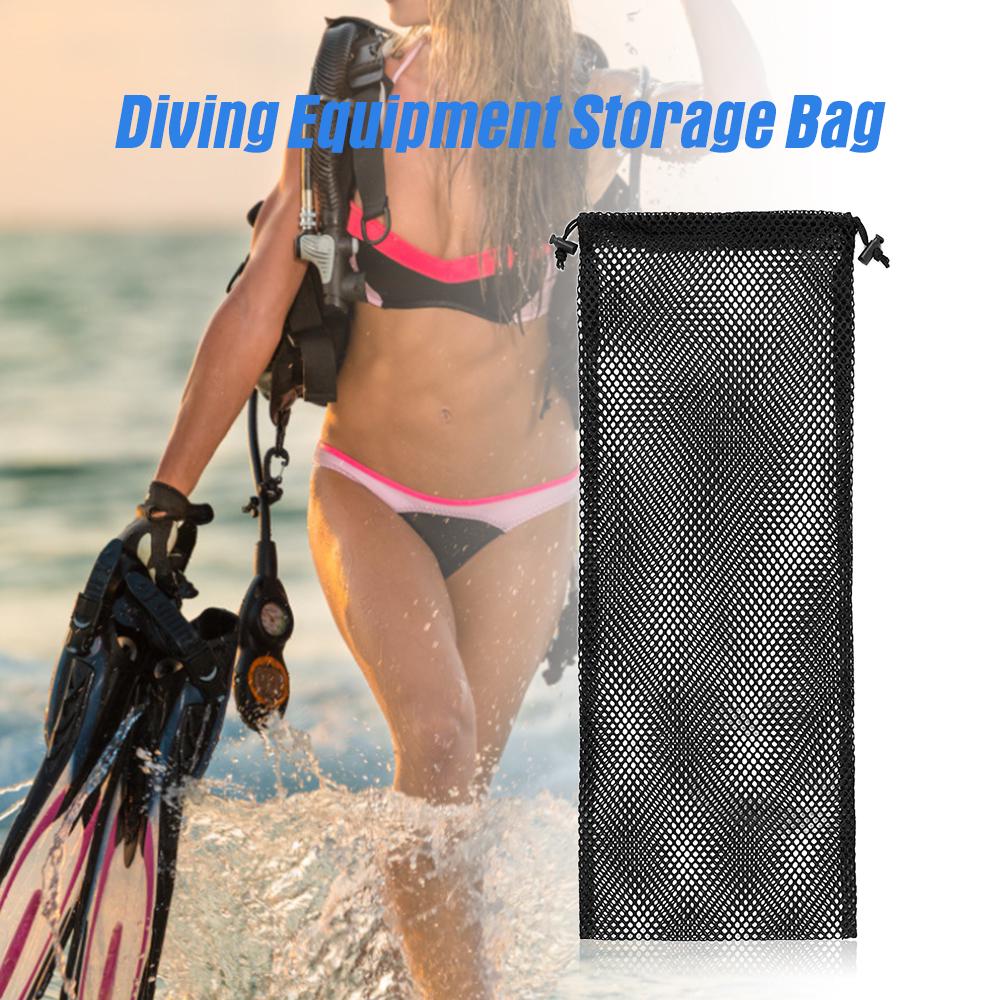Diving Fin Storage Bag, Drawstring Mesh Bag with Easy Drainage for Snorkeling Fins and Gear, Holds Up To 44 Pounds