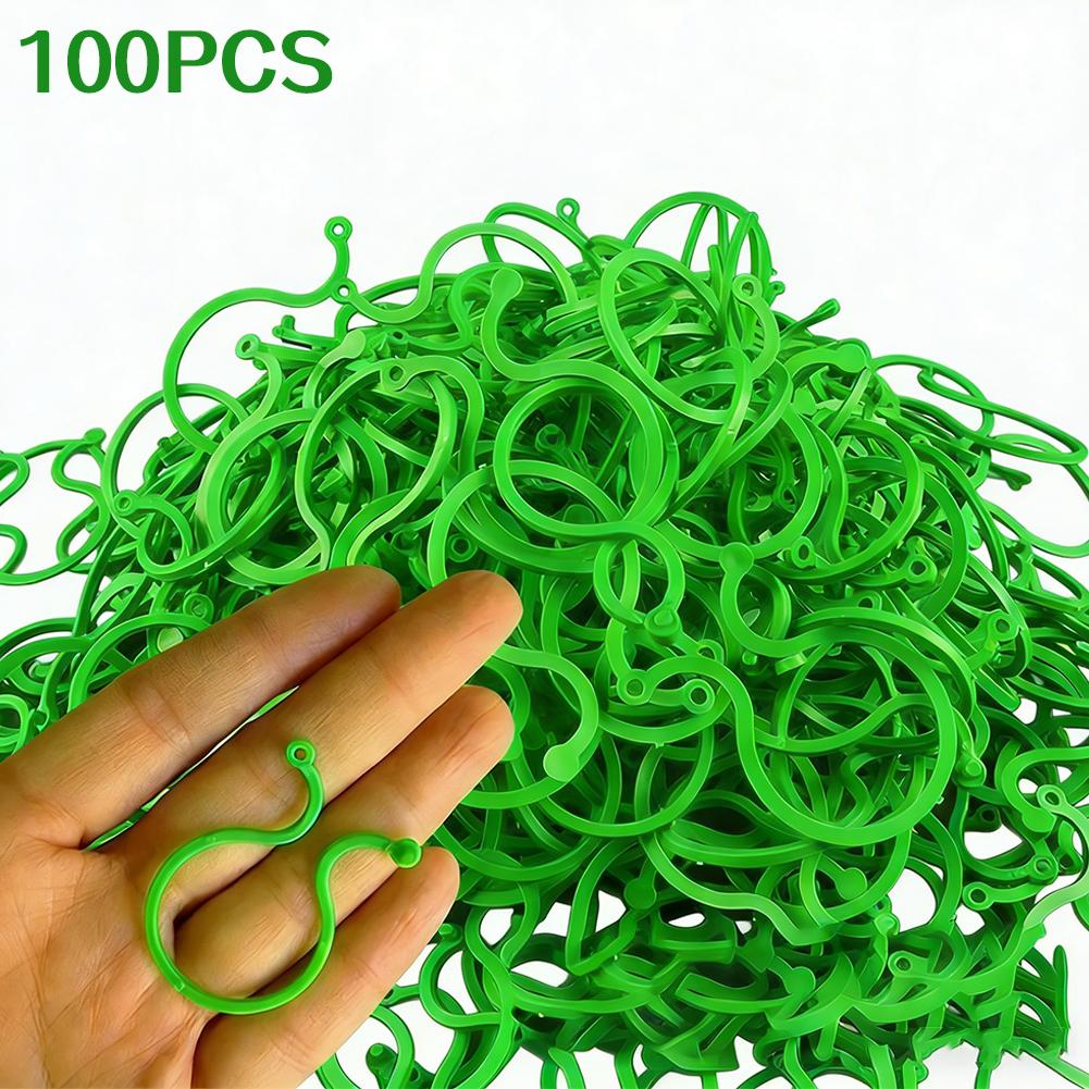 100 Pcs Plant Support Clips Heavy Duty Garden Clips For Tomatoes, Vines & Climbing Plants Reusable Green Plastic Plant Ties