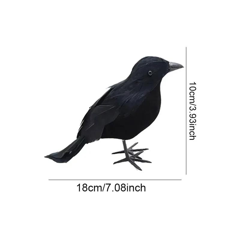 1Pcs Simulated Black Feather Crow Halloween Decoration for Home Halloween Party Haunted House Ornament Prop Party Supplies