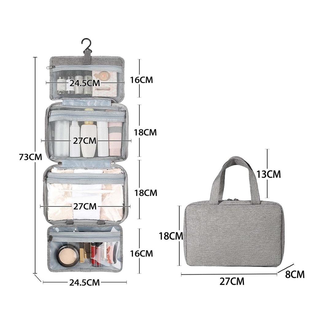 Travel-Friendly Multi-Color Hanging Toiletry & Makeup Bag with Wet and Dry Compartments