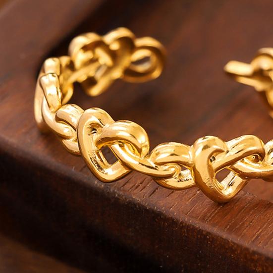 Thumb Ring Hollow Heart Shape Adjustable Opening Design Finger Ring Stainless Steel Finger Band Versatile Jewelry Gift
