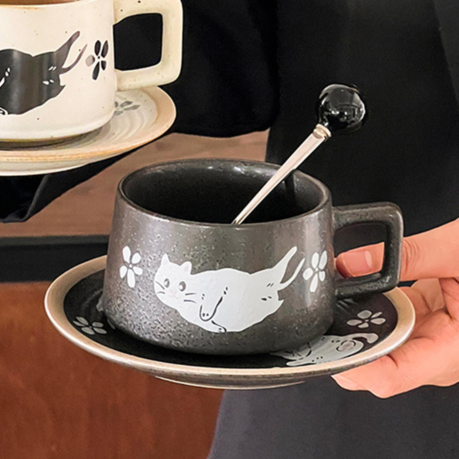 

Керамическая кофейная кружка и блюдце для эспрессо с молоком чёрный