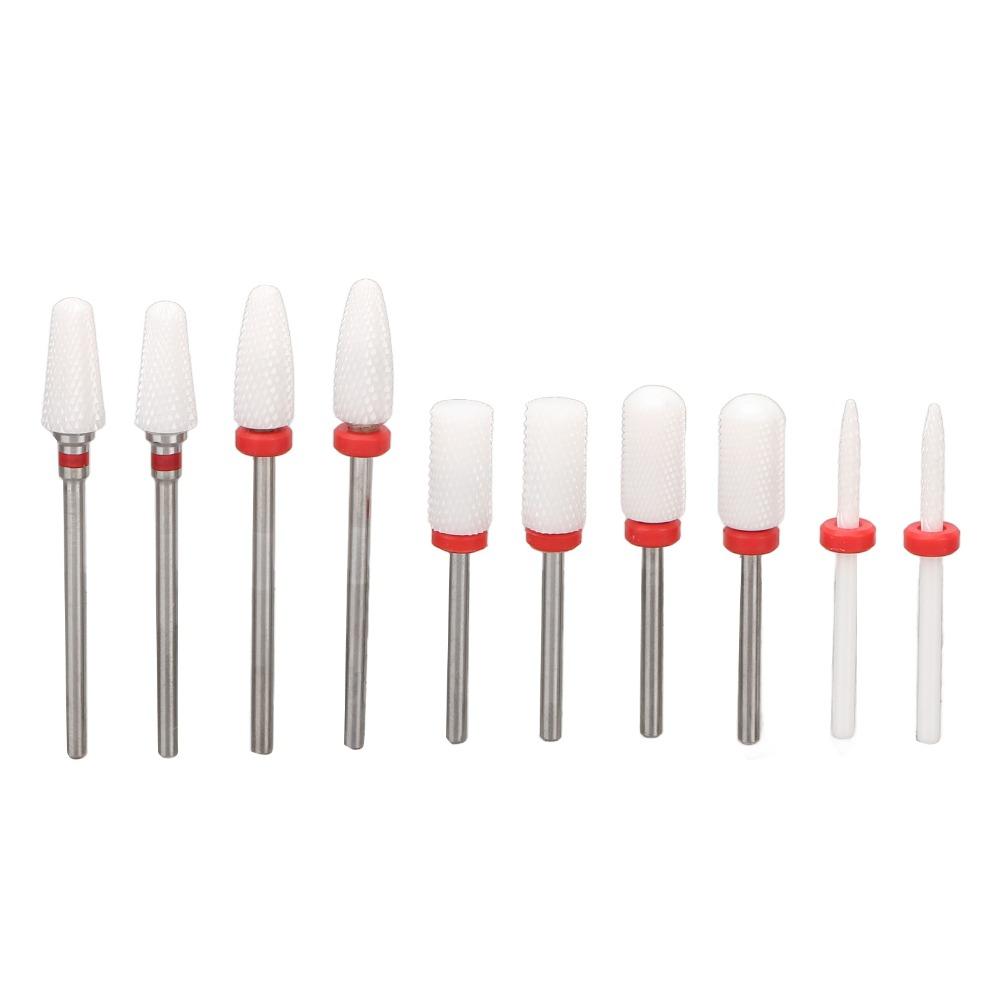 10pcs Ceramic Nail Art Drill Bits Set  Suitable For Professionals & Beginners