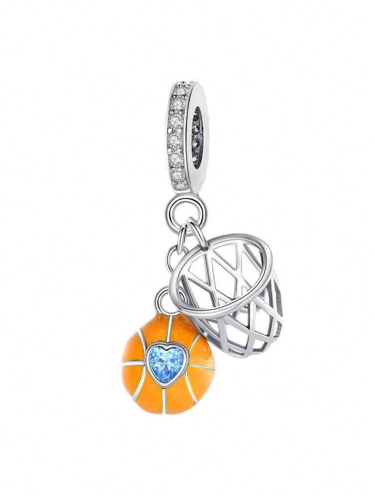 Charm Copper Colors Pink Heart Basketball Bead For Original Bracelet Diy Beads Charms Jewellery Making Gift For Women Styfne