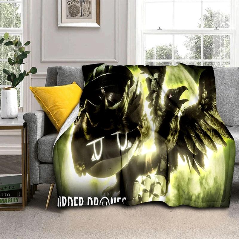 Murder Drones 3D Print Cartoon Uzi V J Robot Gift Blanket,Soft Throw Blanket for Home Bedroom Bed Sofa Travel Picnic Cover Kids