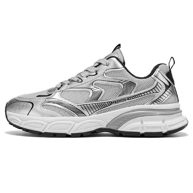 Men’s Summer Breathable Mesh Running Shoes Lightweight Fashion Sports Thick Sole Dad Sneakers Casual White Trainers for Men