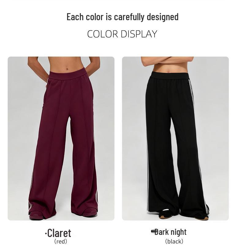 Women's Loose Wide-Leg White Striped Casual Pants - Anti-Pilling Modal, Autumn/Winter Collection