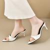 Fashion Patent Leather Sandals and Slippers Women's Fashion and Versatile Summer New Pointed Toe Stipple Heel Outward Wear High Heels