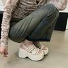 Silver Wedge-shaped Sandals for Women's Platform Shoes with Black Straps, High Heels, Thick Heels, Sandals for Summer