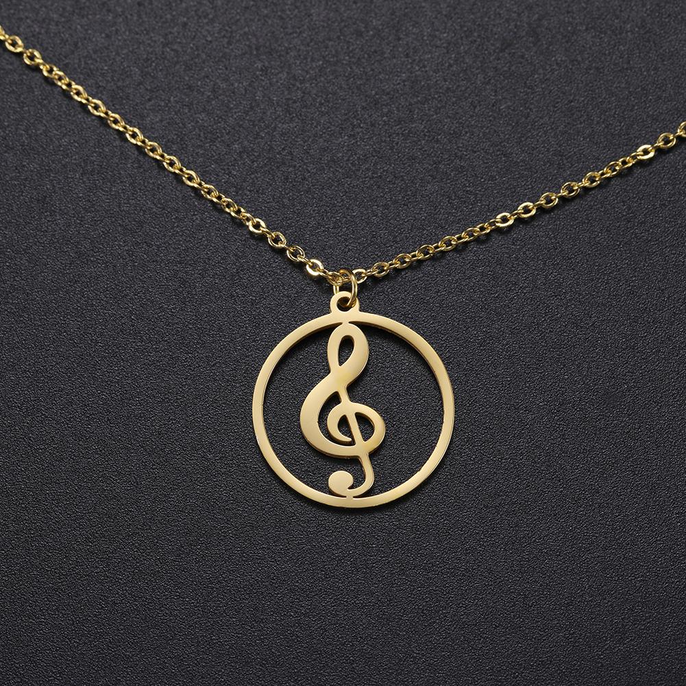 Cazador 2026 Trend Hollow Music Note Pendant Necklace for Women Round Love Neck Chain Stainless Steel Jewelry Birthday Gift
