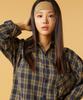 KOLEAT [Fleece-Lined] Oversized Anna Autumn/Winter Check Shirt [Navy] Kcl.