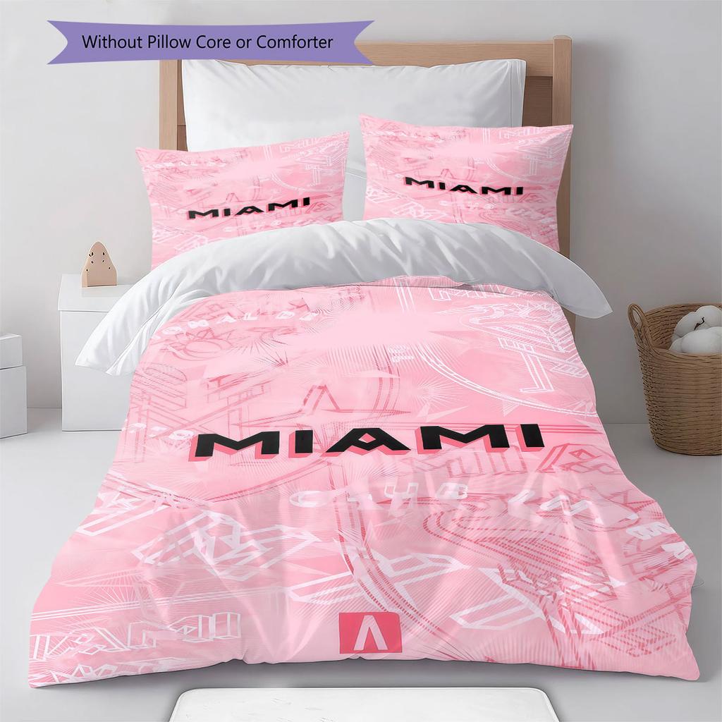 Inter Miami CF Pattern Bedding,Quilt Set Quilt Cover Pillowcase Home Birthday Gift(1 * duvet cover + 2 * pillowcase, without core)