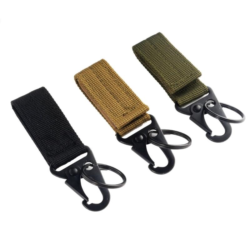 Taktischer Schlüsselhalter Gürtelclip Hängende Karabinerhaken Nylon Gurtband Schnalle Riemenclip für Molle-Gürtel Rucksack Tasche