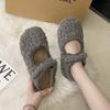Mao Mao Shoes Women Wear In Autumn and Winter 2025 New Korean Version Fashion One-word Buckle Lamb Wool Velvet Flat Cotton Shoes
