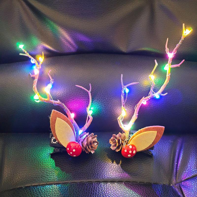 Glowing Reindeer Berry Antler Headband for Christmas & Halloween Parties