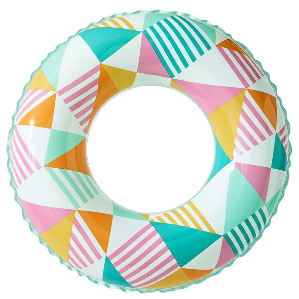 

Надувной круг Siyzda для взрослых, Милый разноцветный треугольный узор, Диаметр 80 см, Форма кольца, Летний отпуск, Водные развлечения, Пляж, Бассейн, Активный отдых на свежем воздухе,