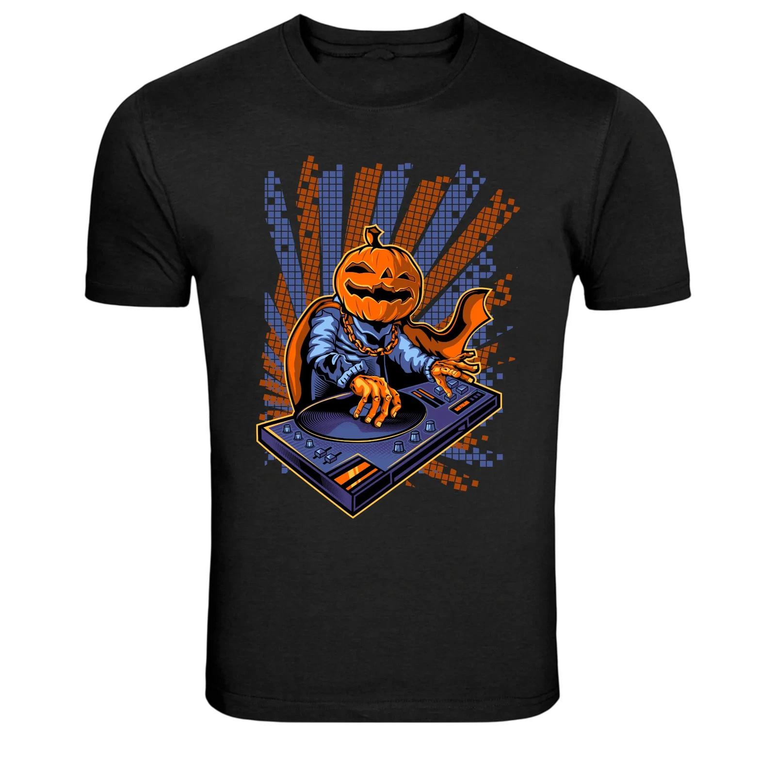 Pumpkin Head DJ Halloween Music Graphic T-Shirt XXXXL
