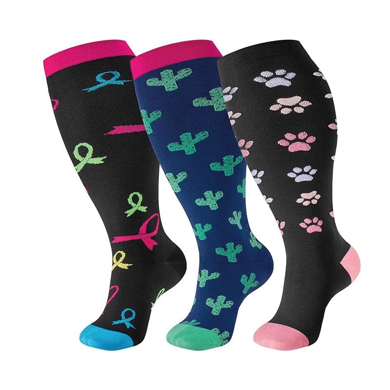 Shein Plus Size Striped Compression Socks for Sports & Fitness 4XL