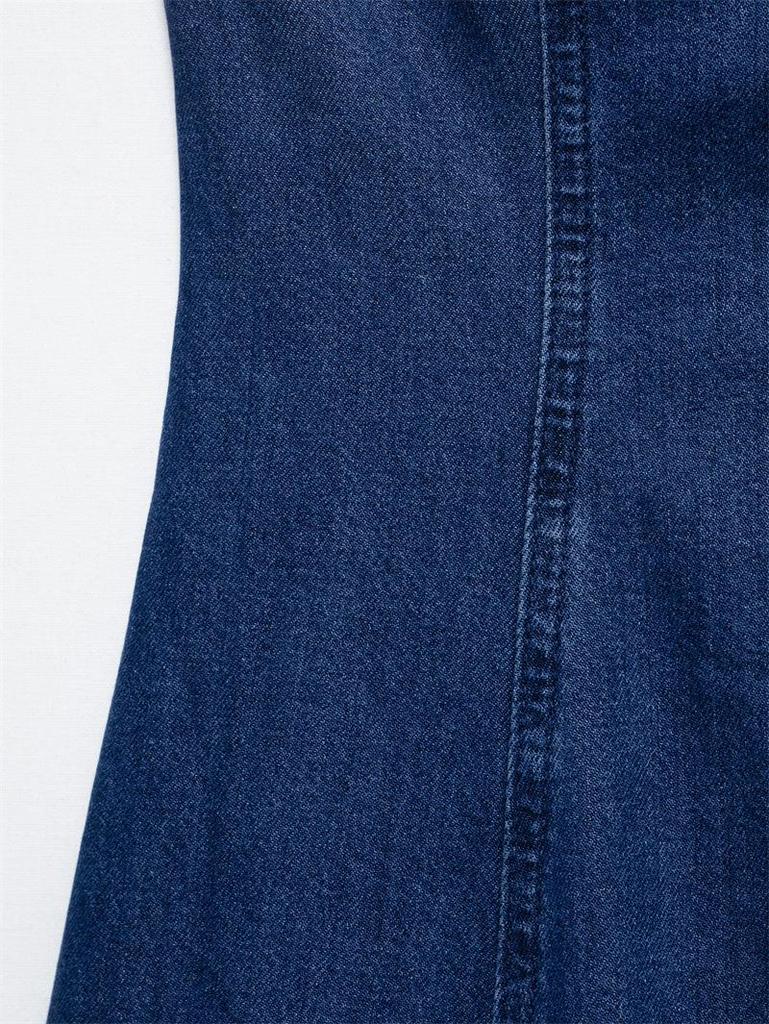 Elegant Summer Denim Midi Spaghetti Strap Dress for Women