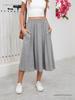 European High-Waisted Casual Midi Skirt - A-Line, Loose Fit, Draped Hem