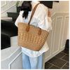 Simple Grass Woven Bag Women's New Casual Large-capacity Vacation Style Tote Bag Underarm Shoulder Bag