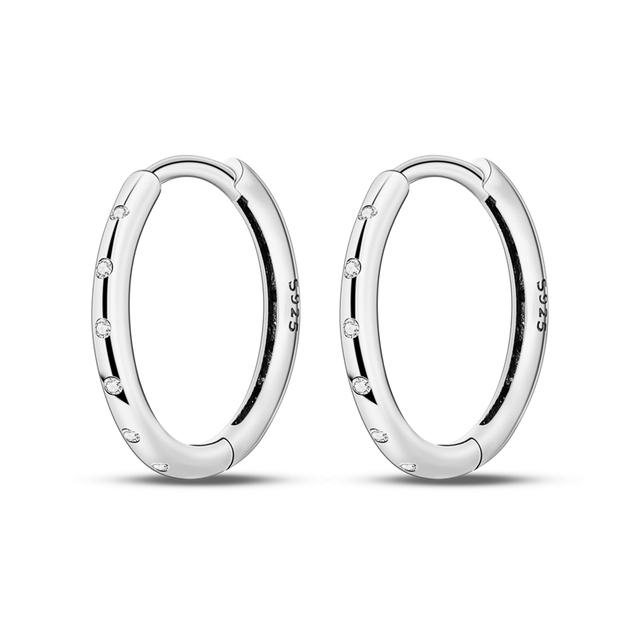 Double Hoop Dangle Earrings Silver Color Fit Original Brand Charms Fine Body Jewelry Gift For Fashion Women 