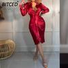 Women's Fashion Autumn Winter Solid Color Print Long Sleeve POLO Neck Casual Dresses