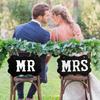 MR & MRS Kraft Paper Board With Ribbon Photo Props Chair Signs Wedding Decor Letter Sign Event Party  Decoration Supplies
