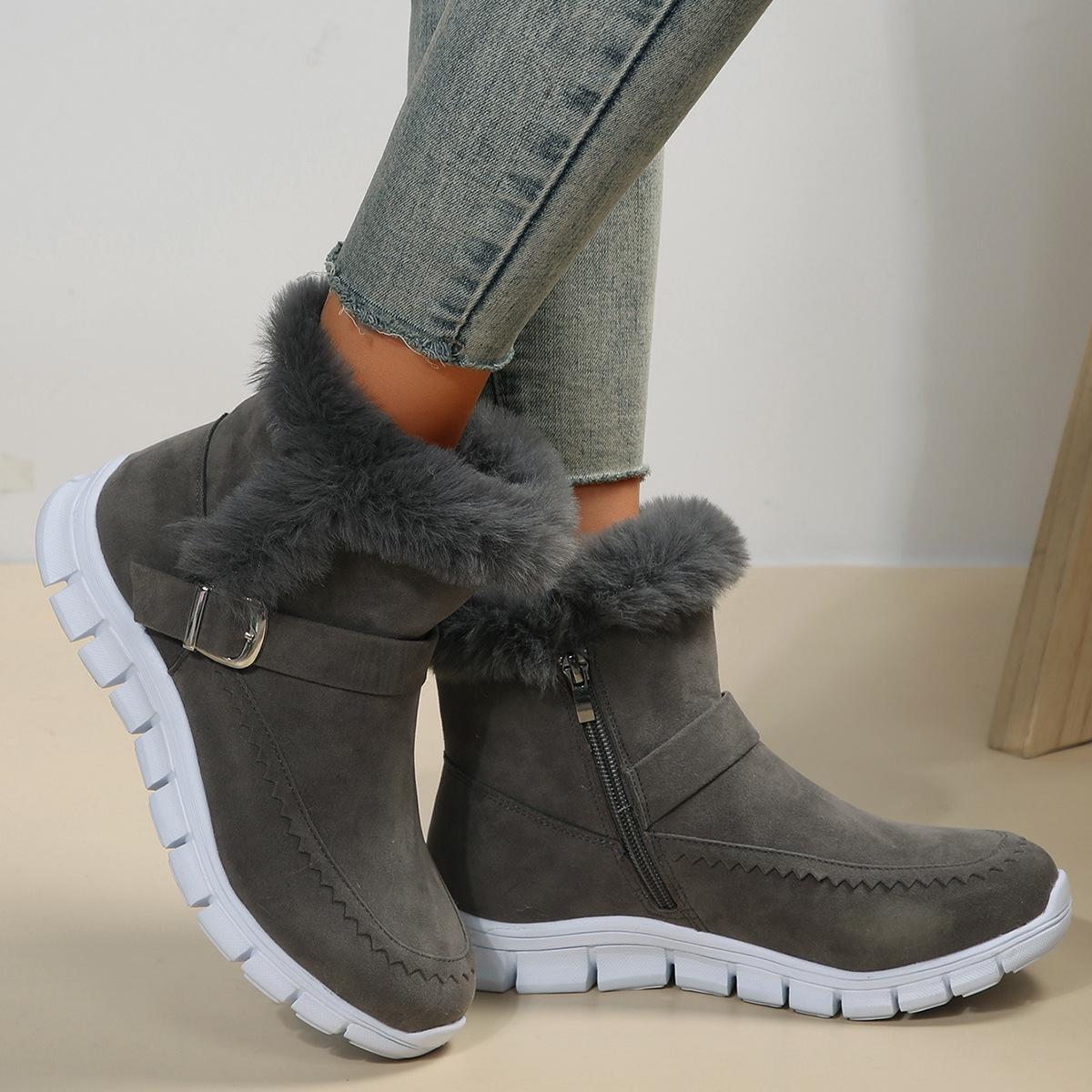 

Fashion women s boots 2024 Martin boots new winter Korean version thickened short boots velvet warm flat cotton shoes women 43