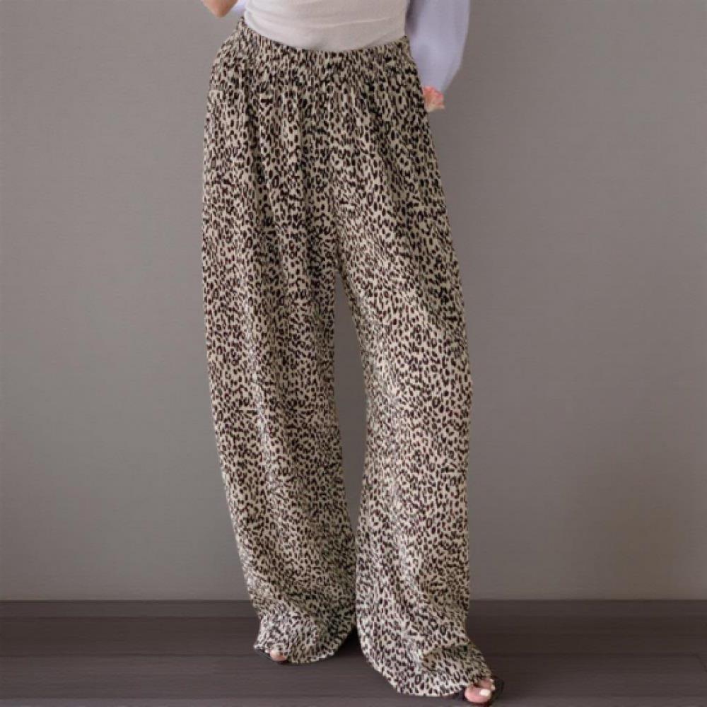 New ArrivalS Open Run Women S Big Size Leopard PaTTern Wide pleaTS looSe FiT T