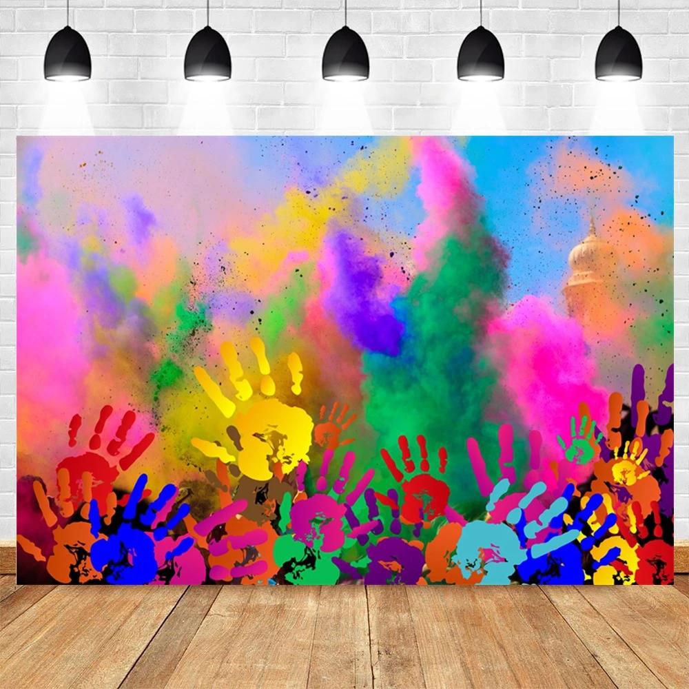 Color Spray Painting Background Graffiti Abstract Art Painting Powder Spray Painting Birthday Portrait Photography Background