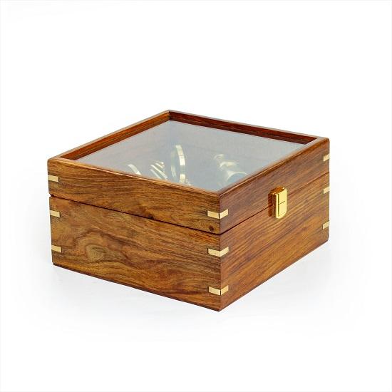 22.86 Cm Large Brass Sextant with Glass Wooden Box Nautical Navigation Collection Pirate's Gift Decor Ideas Marine Instruments