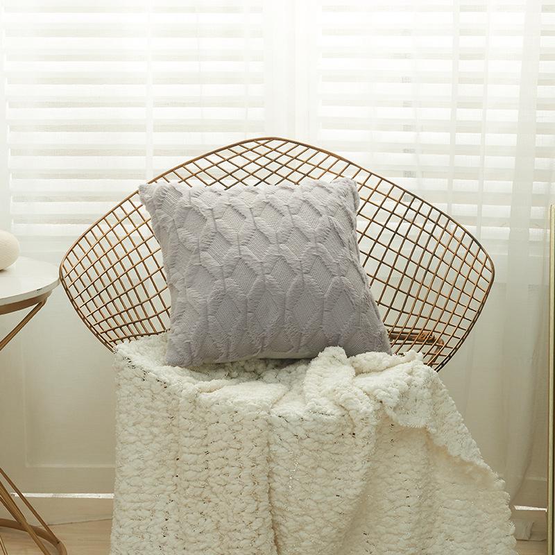 Sofa Pillowcase Ins Style Nordic Style Solid Color Light Luxury Plush Home Fabric Pillowcase
