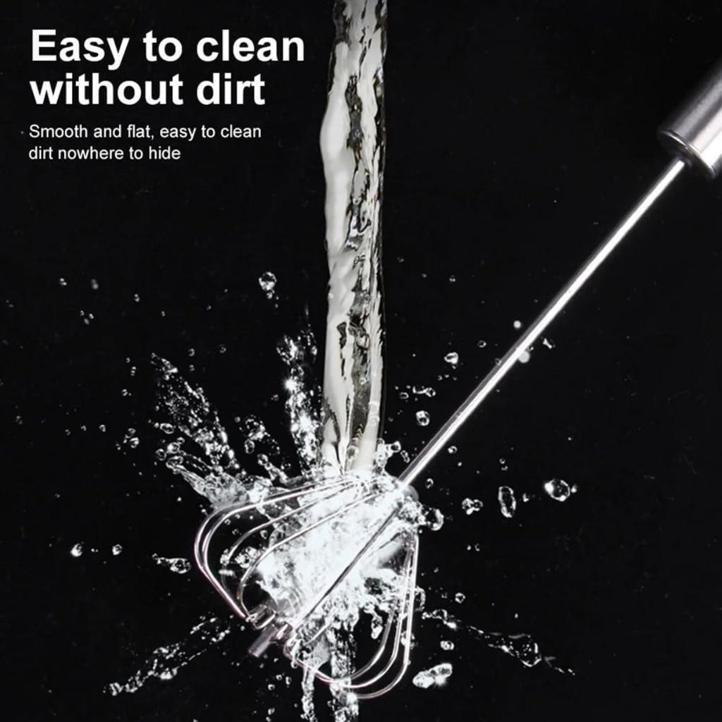 Hand Push Rotary Whisk Blender, Stainless Steel Semi-automatic Egg Whisk - 30cm