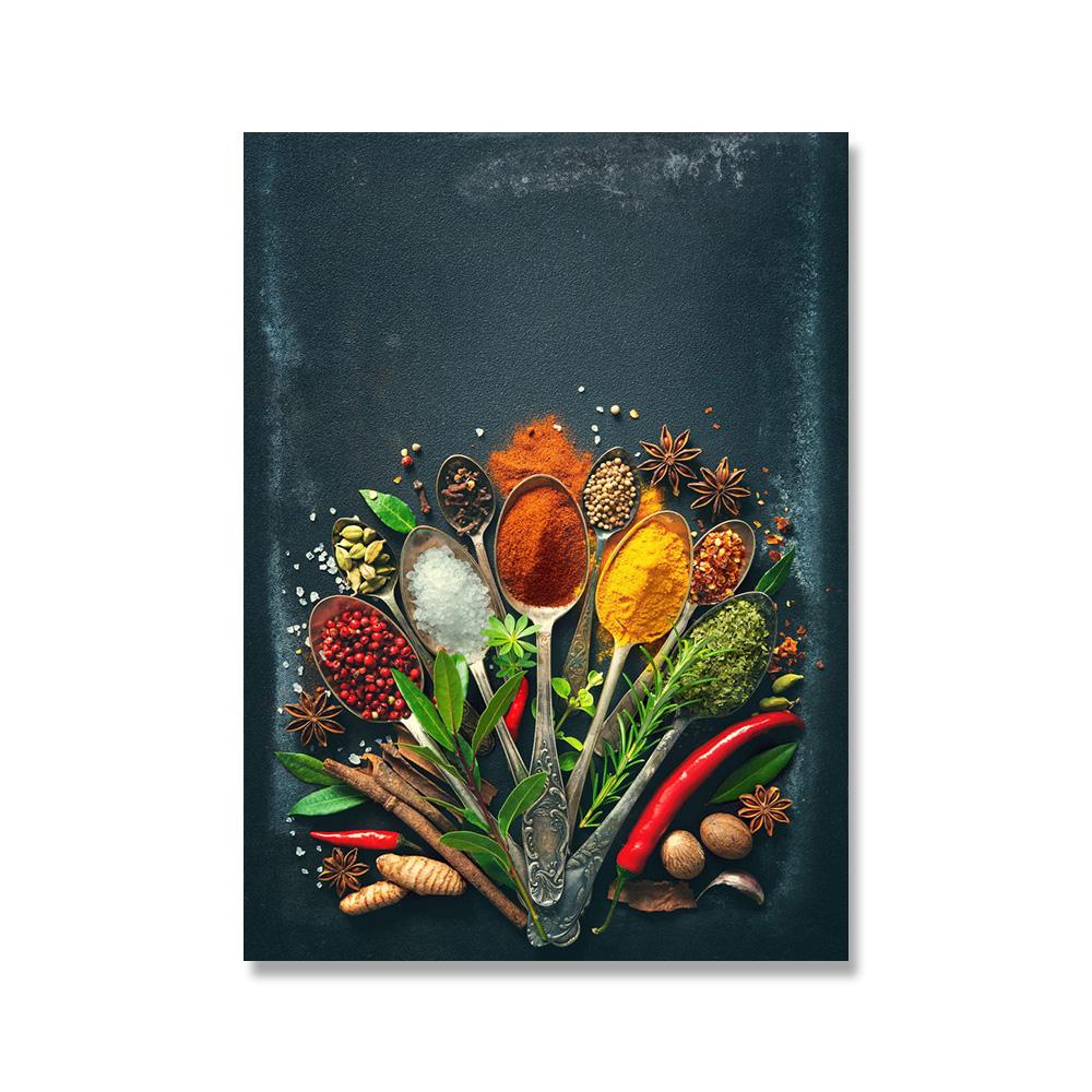 

Кухонные зерна, специи, ложка, перец, еда, фотографии, настенная живопись, холст, живопись, постеры для современного Hoem, кухонная настенная роспись Cuadros 30x40cm No Framed